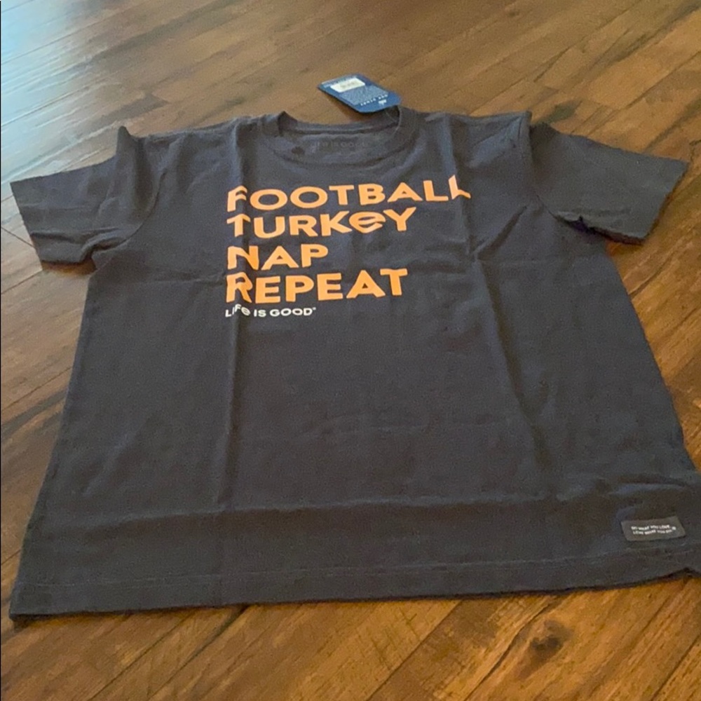 Life is good football turkey nap repeat tee